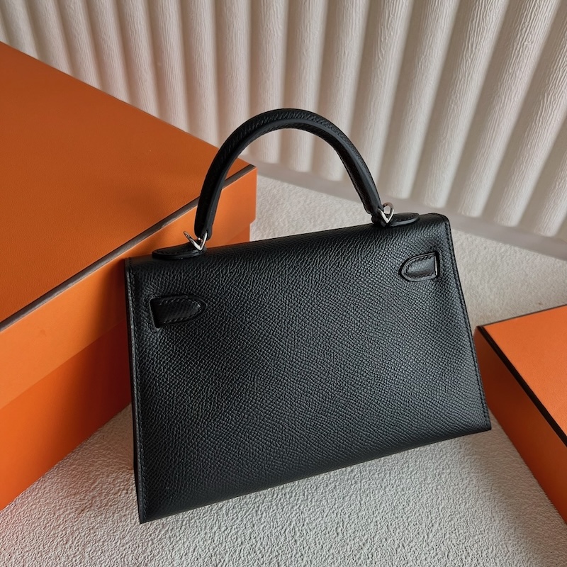 HERMES ケリーミニ 2/ミニケリー 2 黒 ブラック ヴォーエプソン シルバー金具 外縫い エルメスコピー hermes81002 HERMES ミニケリー 2 - 画像 (9)