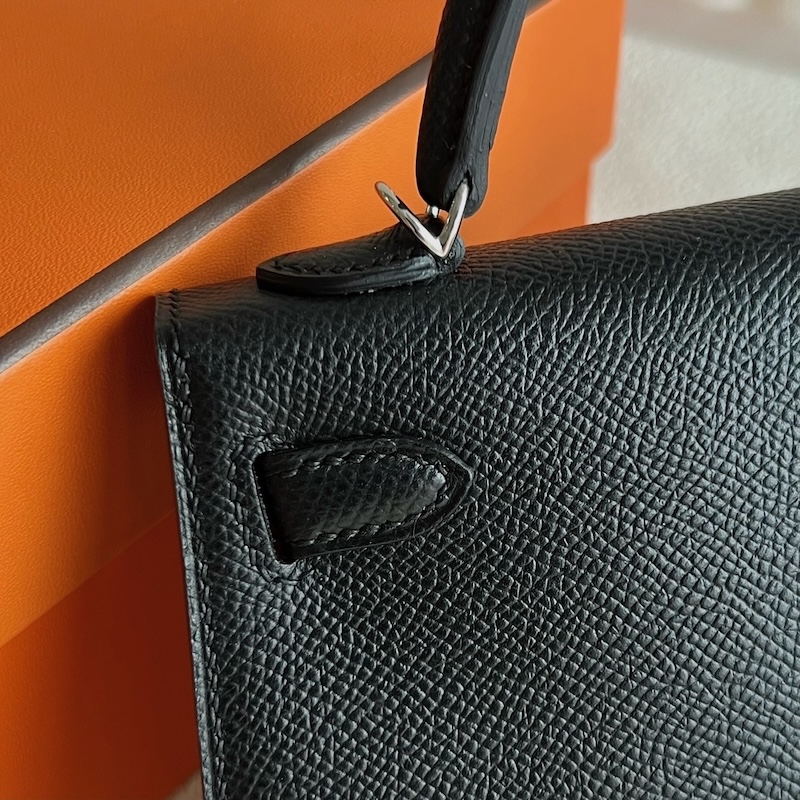 HERMES ケリーミニ 2/ミニケリー 2 黒 ブラック ヴォーエプソン シルバー金具 外縫い エルメスコピー hermes81002 HERMES ミニケリー 2 - 画像 (6)