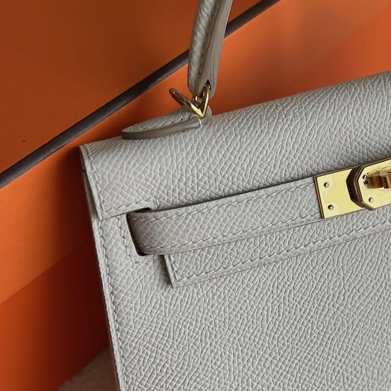 HERMES ケリーミニ 2/ミニケリー 2 クレ ヴォーエプソン ゴールド金具 外縫い エルメスコピー hermes81003 ミニケリー 風 バッグ - 画像 (8)