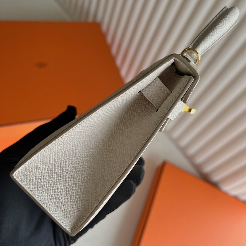 HERMES ケリーミニ 2/ミニケリー 2 クレ ヴォーエプソン ゴールド金具 外縫い エルメスコピー hermes81003 ミニケリー 風 バッグ - 画像 (5)
