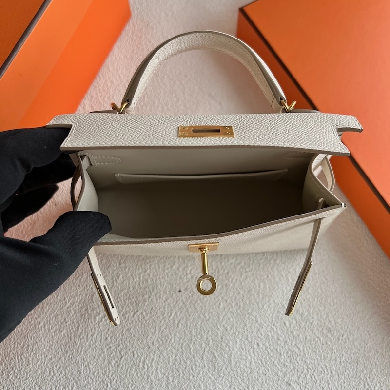 HERMES ケリーミニ 2/ミニケリー 2 クレ ヴォーエプソン ゴールド金具 外縫い エルメスコピー hermes81003 ミニケリー 風 バッグ - 画像 (4)