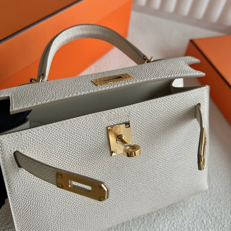 HERMES ケリーミニ 2/ミニケリー 2 クレ ヴォーエプソン ゴールド金具 外縫い エルメスコピー hermes81003 ミニケリー 風 バッグ - 画像 (3)