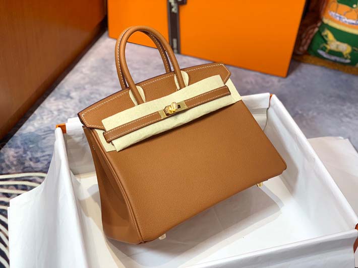 最高級エルメスバーキンコピー HERMES バーキン25 ゴールド ヴォーエプソン ゴールド金具 hermes91004 エルメスバーキン25コピー - 画像 (9)