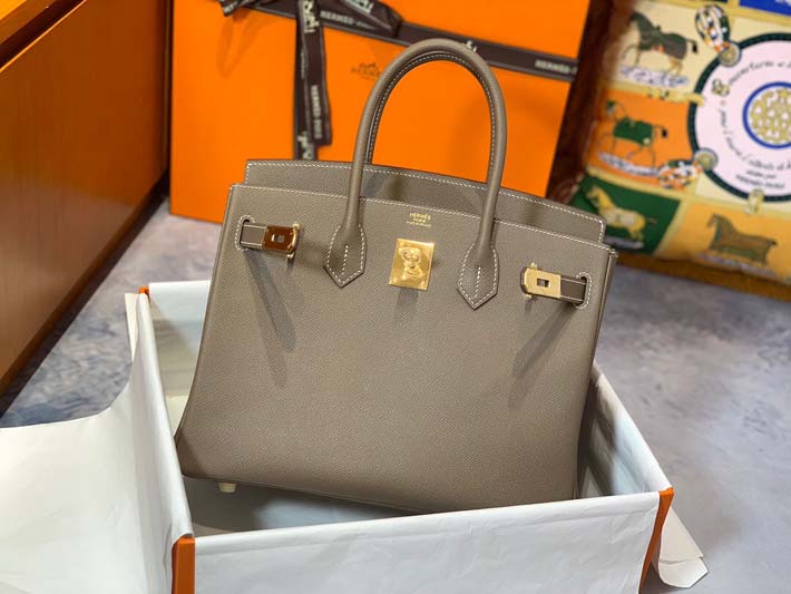 最高級エルメスバーキンコピー HERMES バーキン30 エトゥープ ヴォーエプソン ゴールド金具 hermes91005 バーキン30 定価 - 画像 (8)