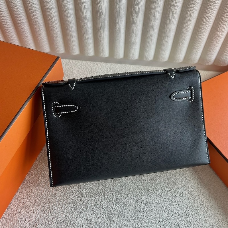 HERMES ポシェットケリー/ミニケリー ヴェルソ 黒 ブラック×ジョーヌアンブル スイフト シルバー金具 エルメスコピー hermes81007 ポシェットケリー 定価 - 画像 (6)