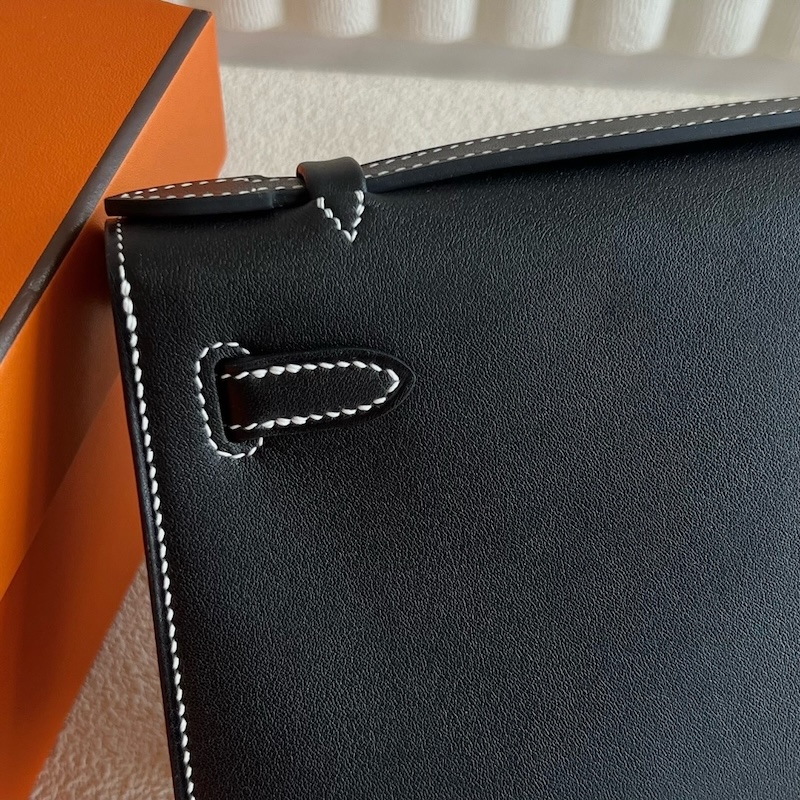 HERMES ポシェットケリー/ミニケリー ヴェルソ 黒 ブラック×ジョーヌアンブル スイフト シルバー金具 エルメスコピー hermes81007 ポシェットケリー 定価 - 画像 (5)