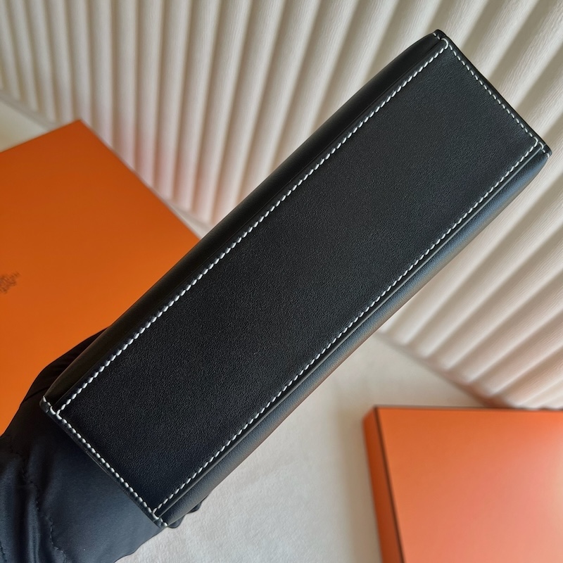 HERMES ポシェットケリー/ミニケリー ヴェルソ 黒 ブラック×ジョーヌアンブル スイフト シルバー金具 エルメスコピー hermes81007 ポシェットケリー 定価 - 画像 (2)