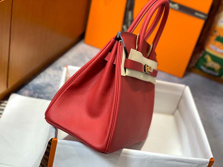 最高級エルメスバーキンコピー HERMES バーキン30 ルージュカザック ヴォーエプソン ゴールド金具 hermes91009 バーキン30 定価 - 画像 (6)