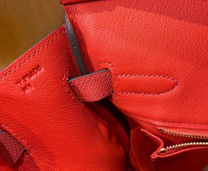 最高級エルメスバーキンコピー HERMES バーキン30 ルージュカザック ヴォーエプソン ゴールド金具 hermes91009 バーキン30 定価 - 画像 (4)