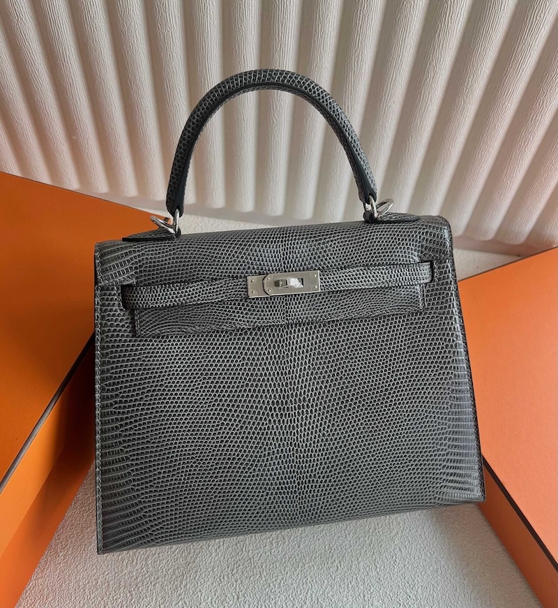 HERMES ケリー25 外縫い グリスフォンセ リザード シルバー金具 エルメスコピー hermes81010 エルメス ケリー25 定価 - 画像 (9)