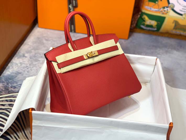 最高級エルメスバーキンコピー HERMES バーキン25 ルージュカザック ヴォーエプソン ゴールド金具 hermes91010 バーキン25 定価 - 画像 (9)
