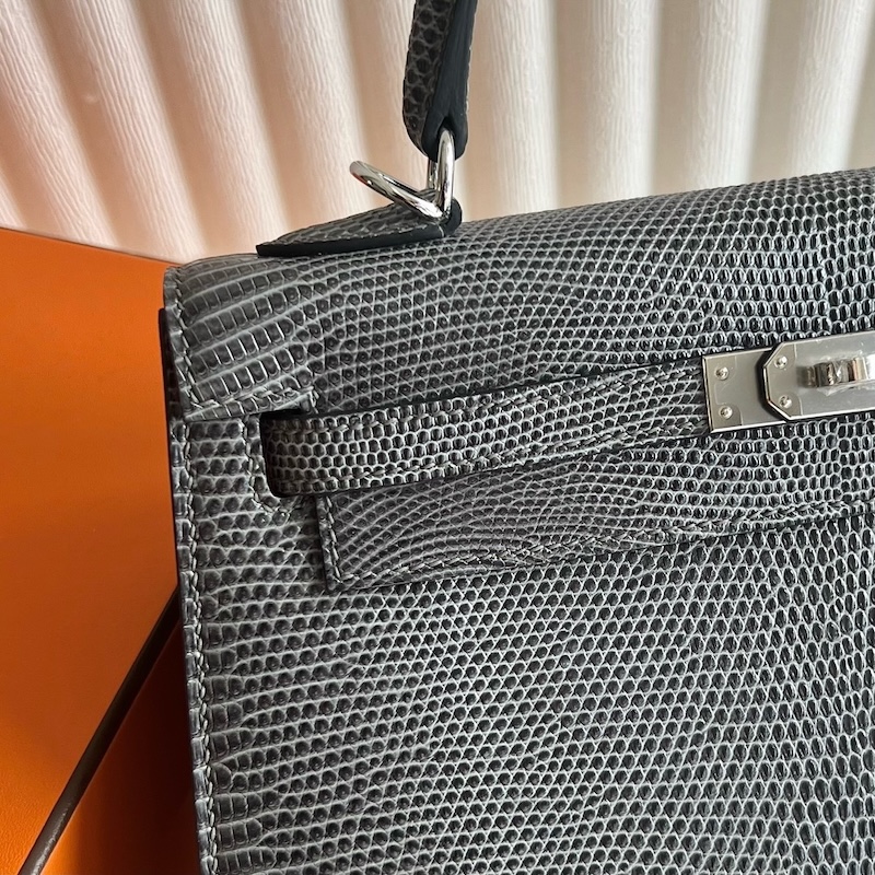 HERMES ケリー25 外縫い グリスフォンセ リザード シルバー金具 エルメスコピー hermes81010 エルメス ケリー25 定価 - 画像 (8)
