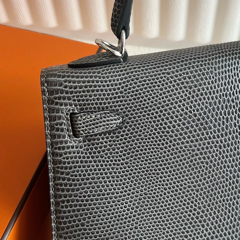 HERMES ケリー25 外縫い グリスフォンセ リザード シルバー金具 エルメスコピー hermes81010 エルメス ケリー25 定価 - 画像 (5)