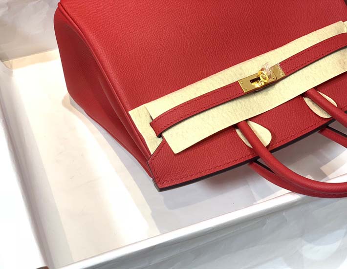 最高級エルメスバーキンコピー HERMES バーキン25 ルージュカザック ヴォーエプソン ゴールド金具 hermes91010 バーキン25 定価 - 画像 (5)