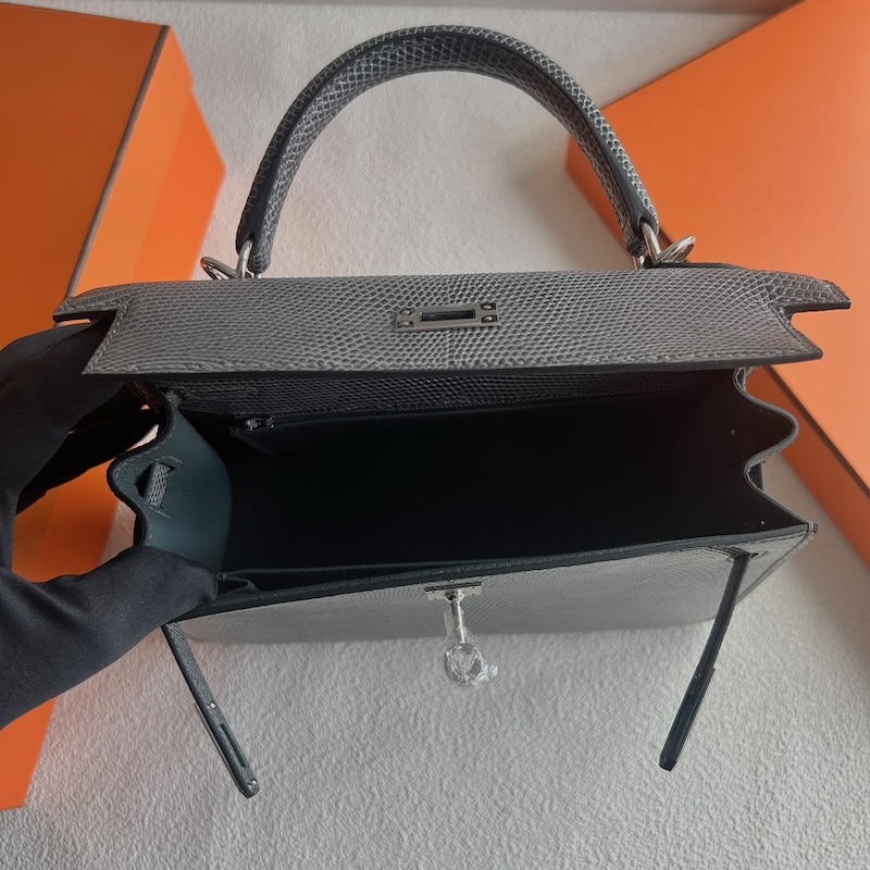 HERMES ケリー25 外縫い グリスフォンセ リザード シルバー金具 エルメスコピー hermes81010 エルメス ケリー25 定価 - 画像 (4)