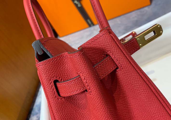 最高級エルメスバーキンコピー HERMES バーキン25 ルージュカザック ヴォーエプソン ゴールド金具 hermes91010 バーキン25 定価 - 画像 (4)