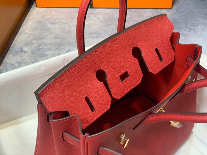 最高級エルメスバーキンコピー HERMES バーキン25 ルージュカザック ヴォーエプソン ゴールド金具 hermes91010 バーキン25 定価 - 画像 (3)