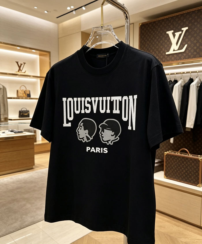 ルイヴィトン服コピー 人気店 Louis Vuitton コットン100% 2026年春夏 最新半袖クルーネックTシャツ ― ハイエンドなカスタムデザイン JP4649(1029)ルイヴィトン T シャツ 黒 - 画像 (10)