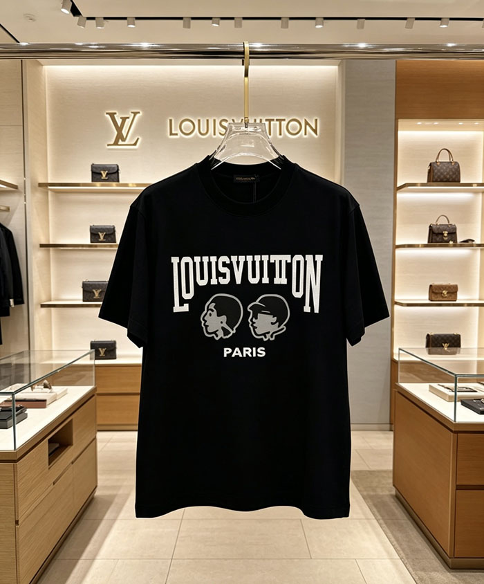 ルイヴィトン服コピー 人気店 Louis Vuitton コットン100% 2026年春夏 最新半袖クルーネックTシャツ ― ハイエンドなカスタムデザイン JP4649(1029)ルイヴィトン T シャツ 黒 - 画像 (9)
