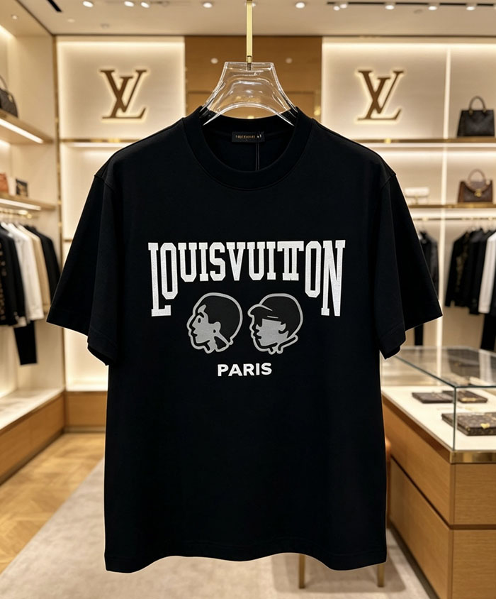 ルイヴィトン服コピー 人気店 Louis Vuitton コットン100% 2026年春夏 最新半袖クルーネックTシャツ ― ハイエンドなカスタムデザイン JP4649(1029)ルイヴィトン T シャツ 黒 - 画像 (7)