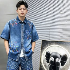 デニムシャツ 短パン セットアップ