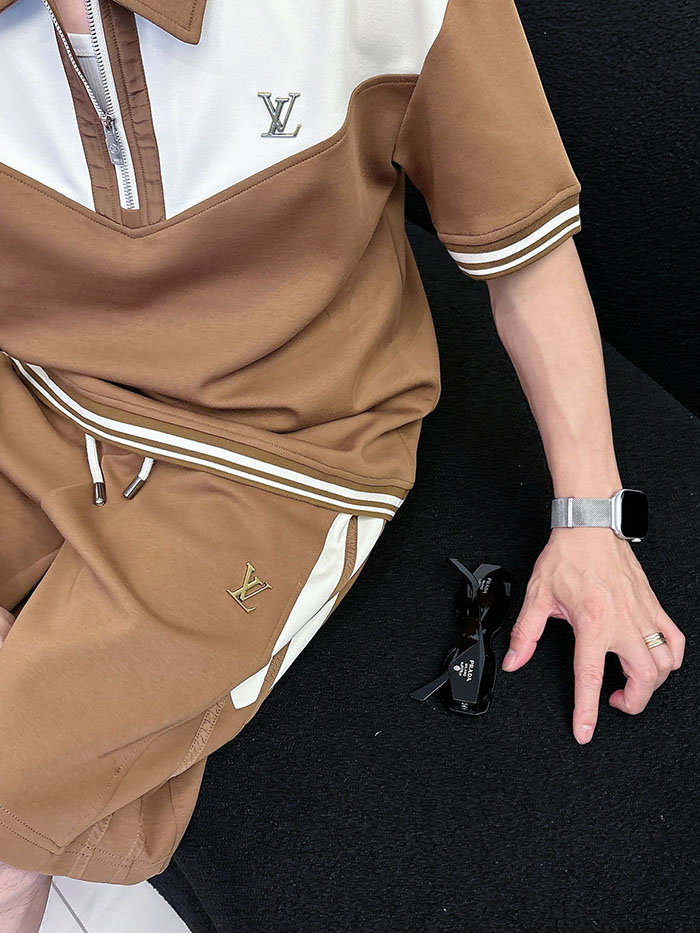 最高級ルイヴィトンスーパーコピー Louis Vuitton 2026年夏最新クラシックデザイン ポロシャツ&ショーツセット clothes202600670 ポロシャツ 短パン セットアップ - 画像 (5)