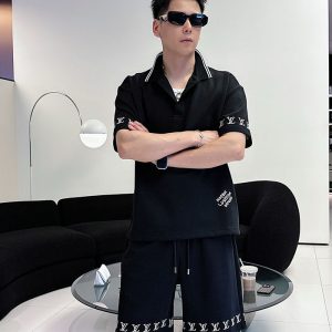 ポロシャツ 短パン セットアップ 黒