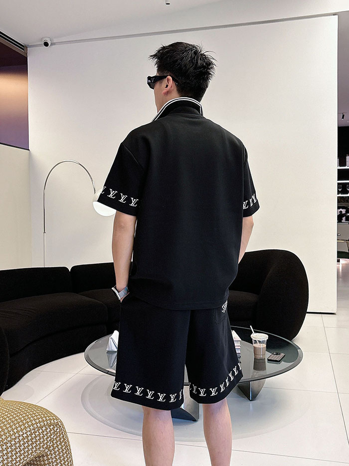 最高級ルイヴィトンスーパーコピー Louis Vuitton 2026年夏最新クラシックデザイン ポロシャツ&ショーツセット clothes202600671 ポロシャツ 短パン セットアップ 黒 - 画像 (2)