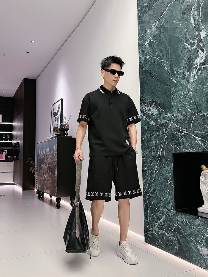 最高級ルイヴィトンスーパーコピー Louis Vuitton 2026年夏最新クラシックデザイン ポロシャツ&ショーツセット clothes202600671 ポロシャツ 短パン セットアップ 黒 - 画像 (8)