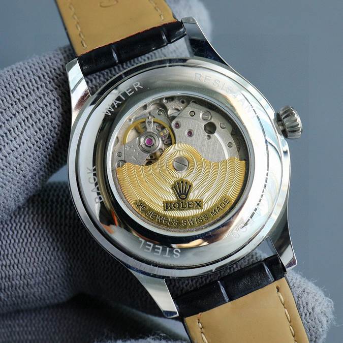 ブランド腕時計専門店 通販 ROLEX セルニニ プラチナ/WG ダイヤ シルバー guilloche デイト 自動巻き 高級 革ベルト メンズ - 画像 (8)