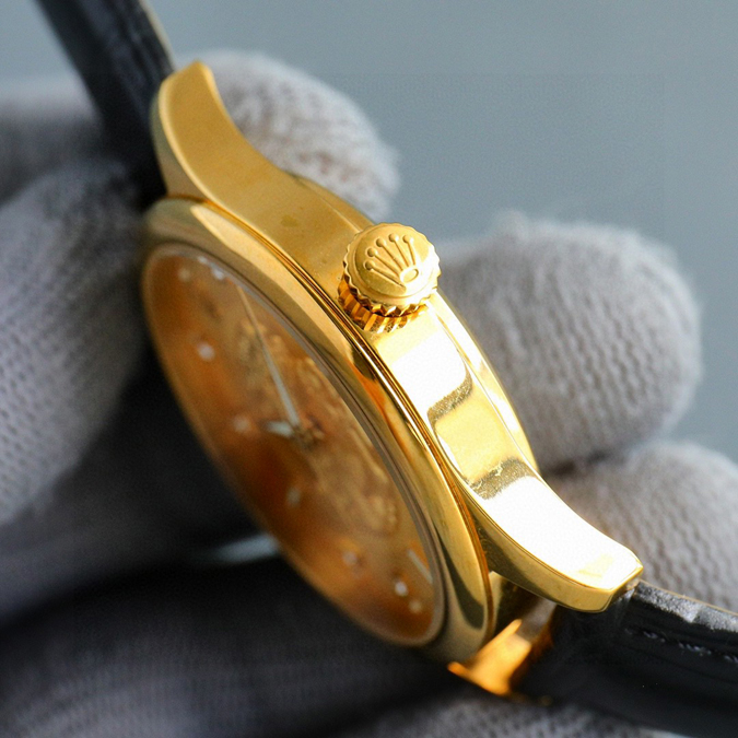 ブランド腕時計専門店 通販 ROLEX セルニニ デイト 18Kイエローゴールド ダイヤ ホワイト 自動巻き 革ベルト メンズロレックス時計コピー - 画像 (4)