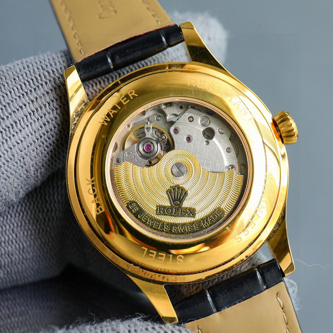 ブランド腕時計専門店 通販 ROLEX セルニニ デイト 18Kイエローゴールド ダイヤ ホワイト 自動巻き 革ベルト メンズロレックス時計コピー - 画像 (5)