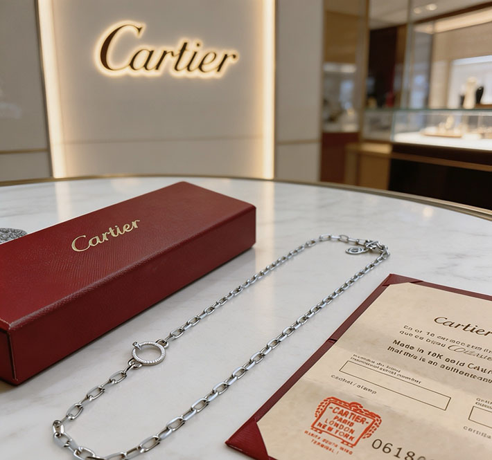 カルティエのジュエリー カルティエコピー Cartier サントス ドゥ カルティエ ネックレス ホワイトゴールド 2701210 カルティエネックレスコピー - 画像 (8)