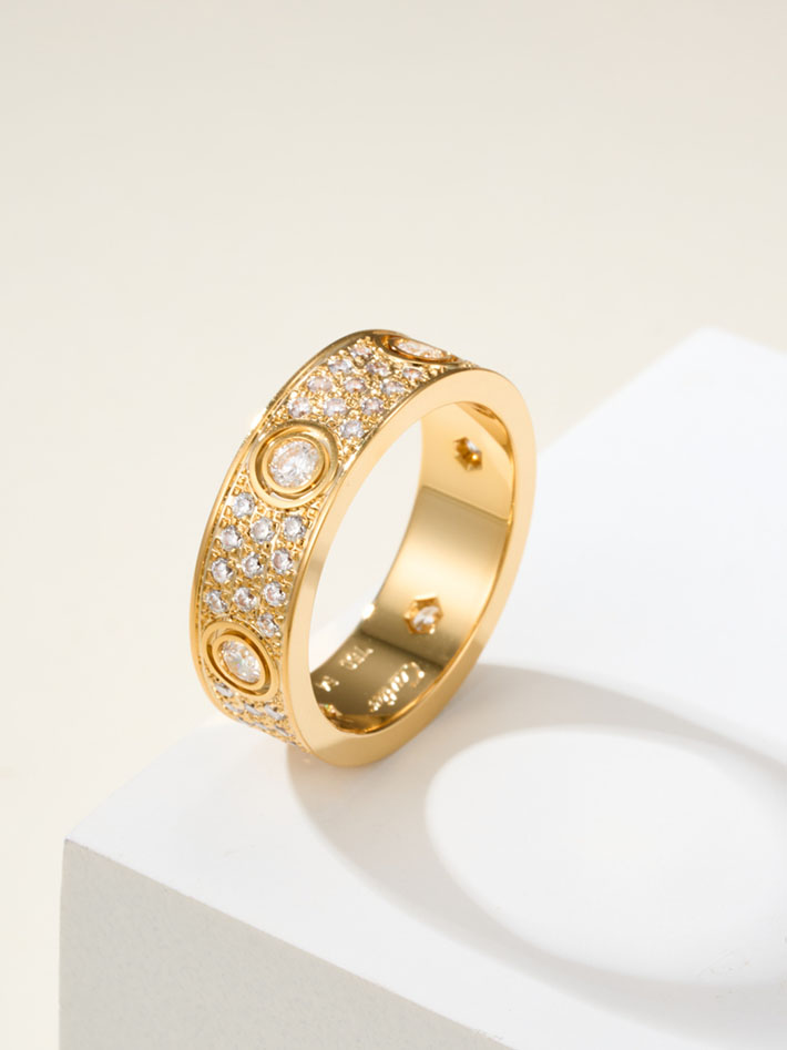 カルティエのジュエリー カルティエコピー Cartier 指輪 ラブリング スモール パヴェ ローズゴールド 2701221 カルティエ ラブ リング ダイヤ 入り - 画像 (7)
