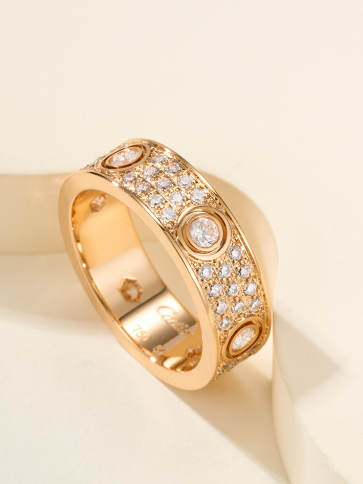 カルティエのジュエリー カルティエコピー Cartier 指輪 ラブリング スモール パヴェ ローズゴールド 2701221 カルティエ ラブ リング ダイヤ 入り - 画像 (2)