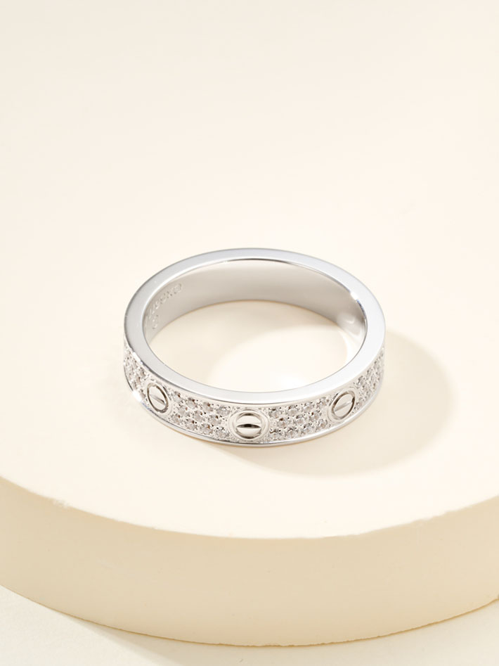 カルティエのジュエリー カルティエコピー Cartier ラブリング スモールモデル ホワイトゴールド パヴェダイヤモンド B4083447 カルティエ リング 人気 - 画像 (4)