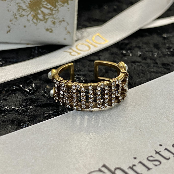 ディオール アウトレット店舗 ディオールコピー Dior リング ロゴ ゴールド メタル ラインストーン 指輪 2701121 ディオール指輪コピー - 画像 (7)