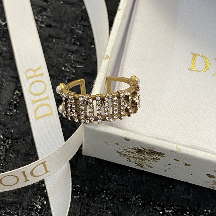 ディオール アウトレット店舗 ディオールコピー Dior リング ロゴ ゴールド メタル ラインストーン 指輪 2701121 ディオール指輪コピー - 画像 (6)