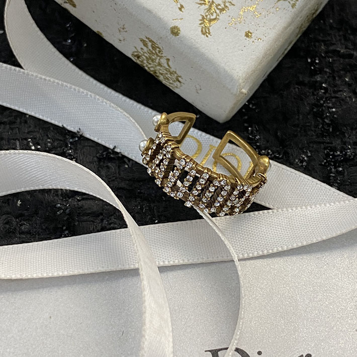ディオール アウトレット店舗 ディオールコピー Dior リング ロゴ ゴールド メタル ラインストーン 指輪 2701121 ディオール指輪コピー - 画像 (5)
