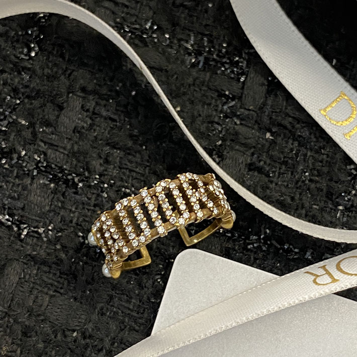 ディオール アウトレット店舗 ディオールコピー Dior リング ロゴ ゴールド メタル ラインストーン 指輪 2701121 ディオール指輪コピー - 画像 (4)