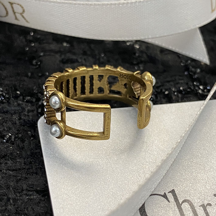 ディオール アウトレット店舗 ディオールコピー Dior リング ロゴ ゴールド メタル ラインストーン 指輪 2701121 ディオール指輪コピー - 画像 (3)