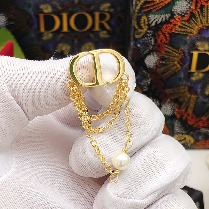 ディオール アウトレット店舗 ディオールコピー Dior CDロゴ 3連チェーン フェイクパール ラインストーン ピアス 2701152 ディオールピアスコピー - 画像 (5)
