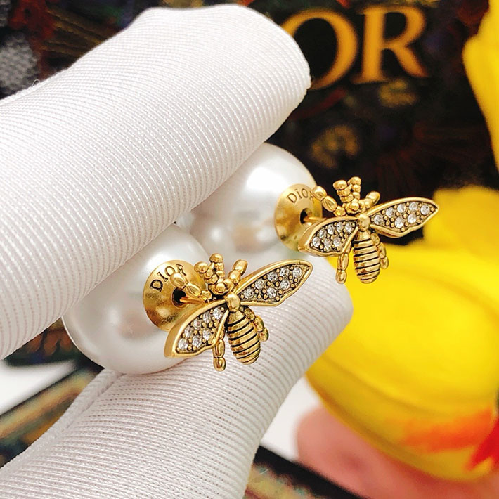 ディオール アウトレット店舗 ディオールコピー Dior 蜂 パール ラインストーン 両耳用ピアス ゴールド 2701154 ディオール ピアス 安い - 画像 (5)