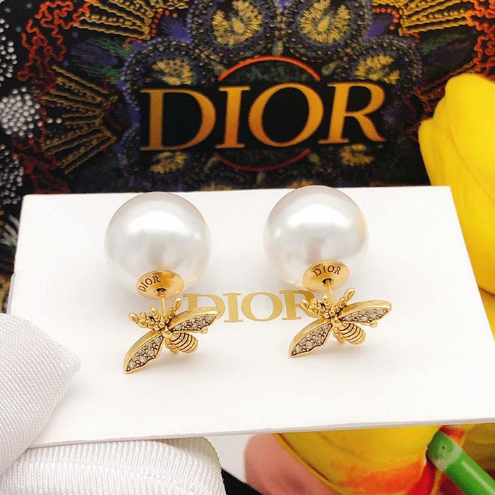 ディオール アウトレット店舗 ディオールコピー Dior 蜂 パール ラインストーン 両耳用ピアス ゴールド 2701154 ディオール ピアス 安い - 画像 (4)