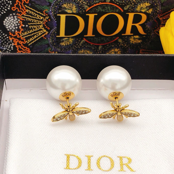 ディオール アウトレット店舗 ディオールコピー Dior 蜂 パール ラインストーン 両耳用ピアス ゴールド 2701154 ディオール ピアス 安い - 画像 (3)