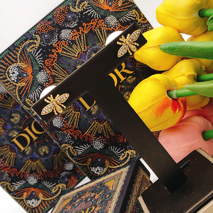 ディオール アウトレット店舗 ディオールコピー Dior 蜂 パール ラインストーン 両耳用ピアス ゴールド 2701154 ディオール ピアス 安い - 画像 (2)