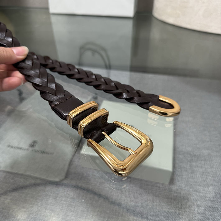 ブルネロ クチネリ アウトレット Brunello Cucinelli チップ付き リバースカーフスキン メッシュベルト 2702019 ブルネロ クチネリ ベルト メンズ - 画像 (2)