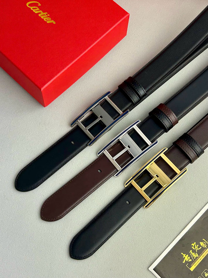 カルティエ レザーベルト 店舗 CARTIER メンズ 35mm ベルト タンクドゥカルティエ スクエア 2702096 カルティエ ベルト交換 - 画像 (2)