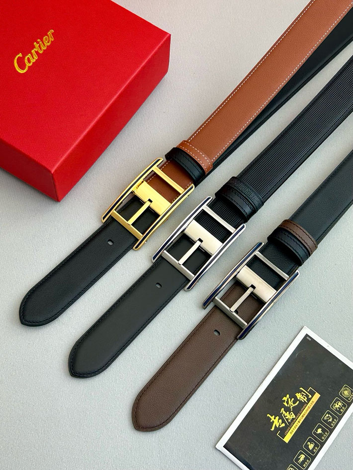 カルティエ レザーベルト 店舗 CARTIER メンズ 35mm ベルト タンクドゥカルティエ スクエア 2702098 カルティエ ベルト 新作 - 画像 (2)