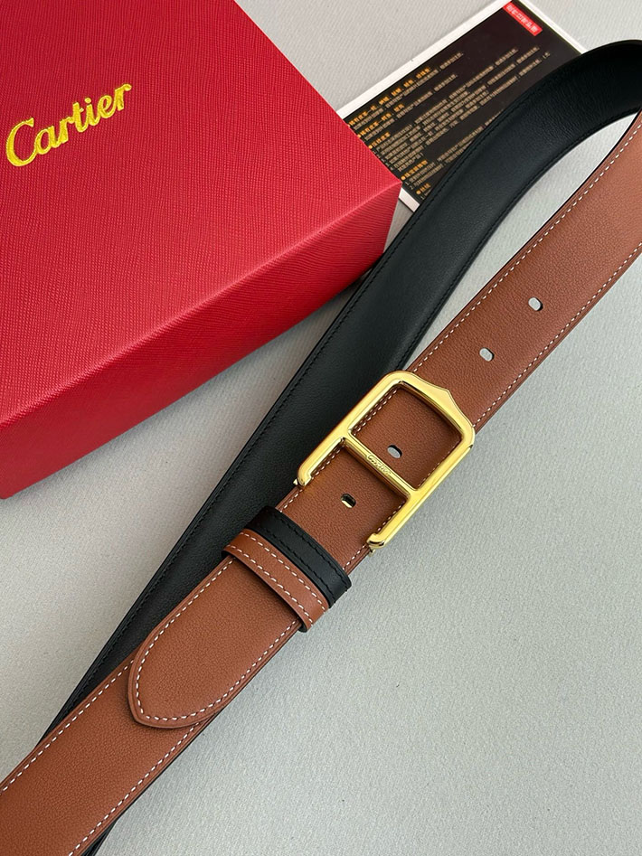 カルティエ レザーベルト 店舗 CARTIER メンズ 35mm リバーシブルレザーベルト タンクベルト ロゴバックル 2702110 カルティエ ベルト コピー - 画像 (6)